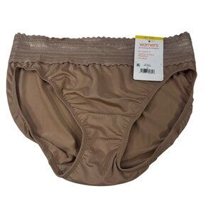 Warner's Women's Size 6 Medium Panty Brief Hi Cut Lace Waistband Beige New